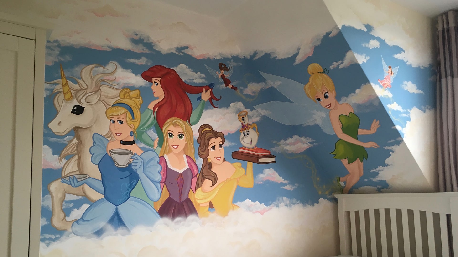 Disney Princesses, Unicorn & Tinkerbell Mural 