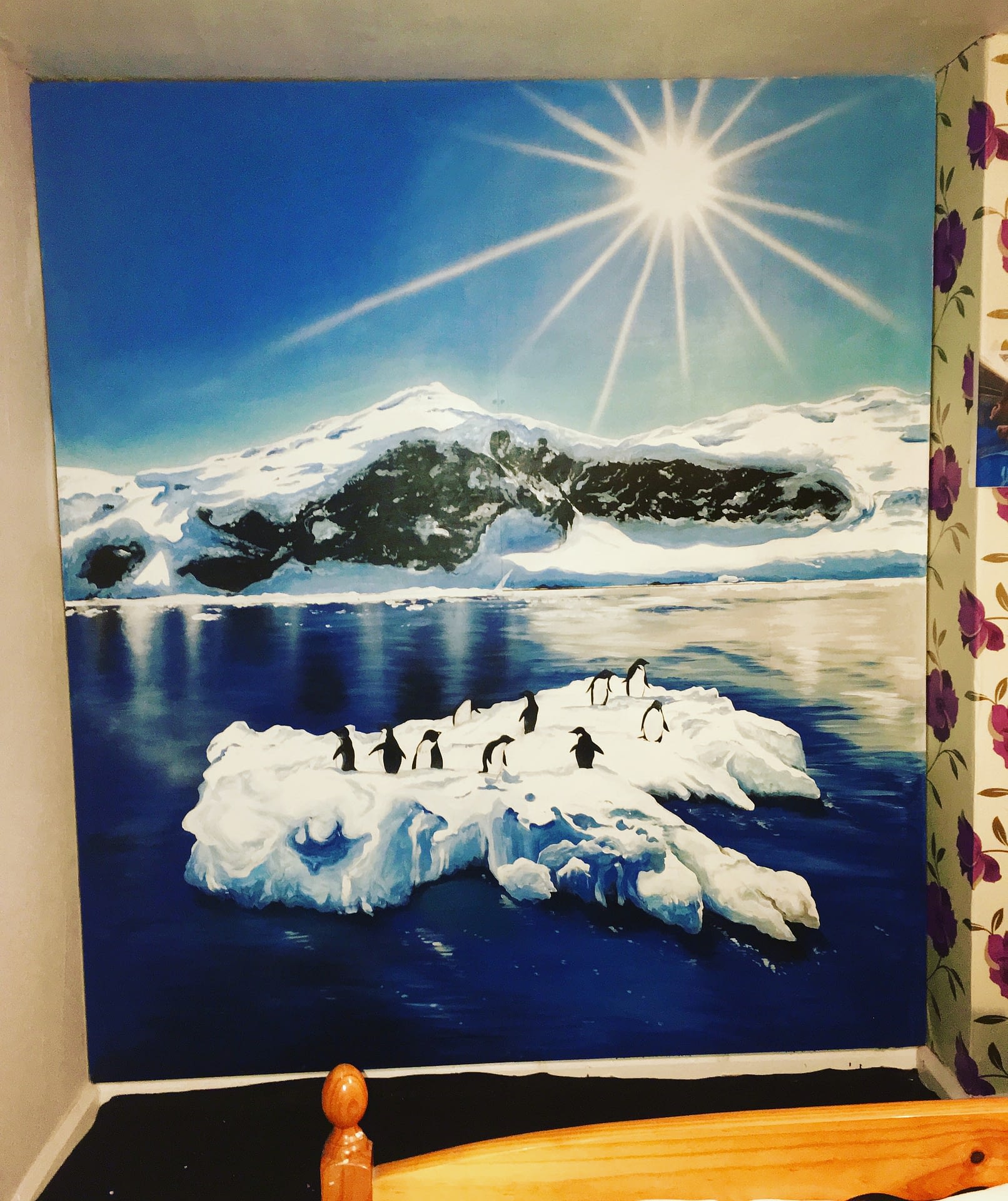 Arctic Sun & Penguins Mural 