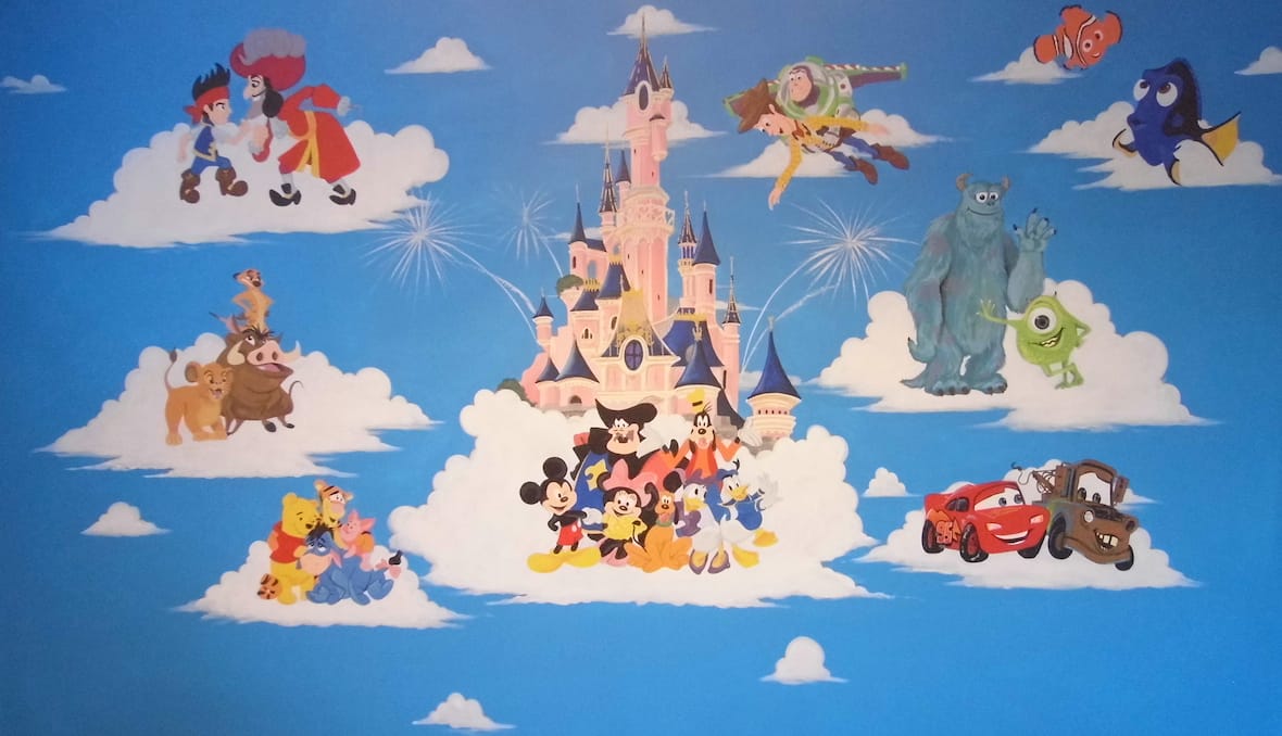 Jake Monsters Inc Cars Pooh Bear Lion King Toy Story Disney Castle Compilation Mural