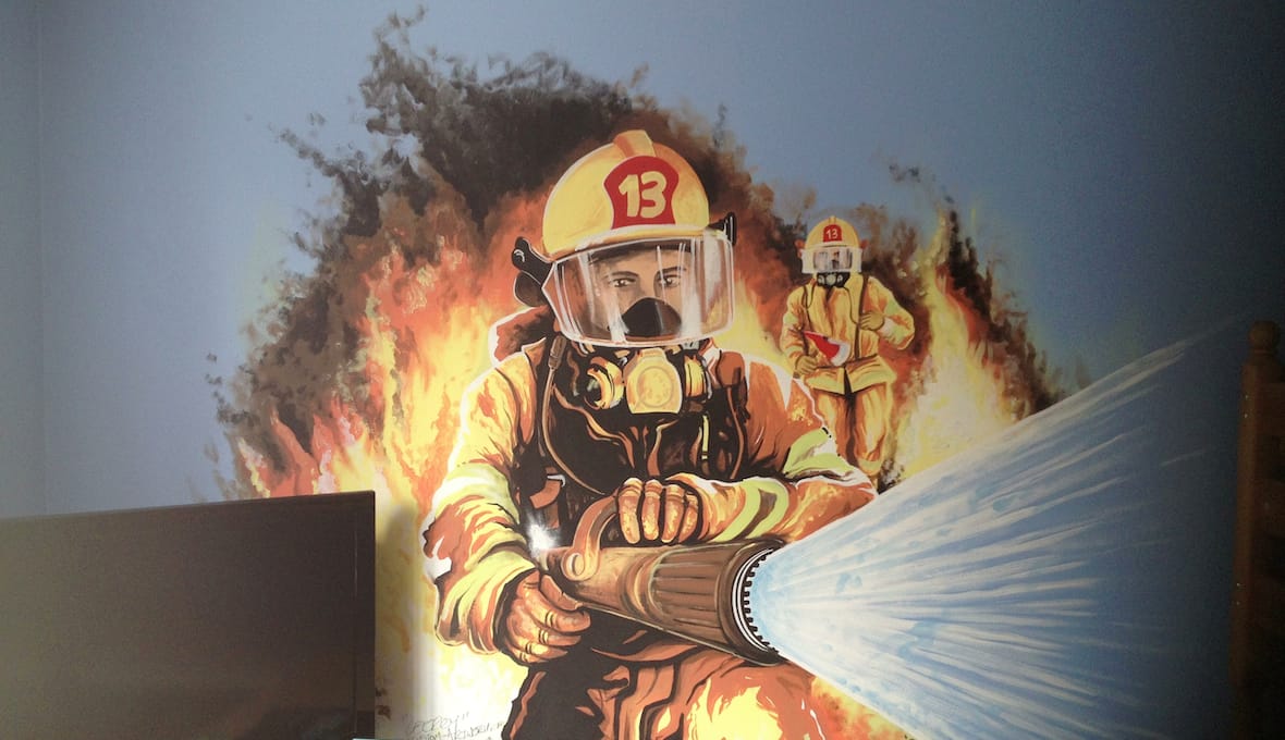 Firefighters Kids Bedroom Mural