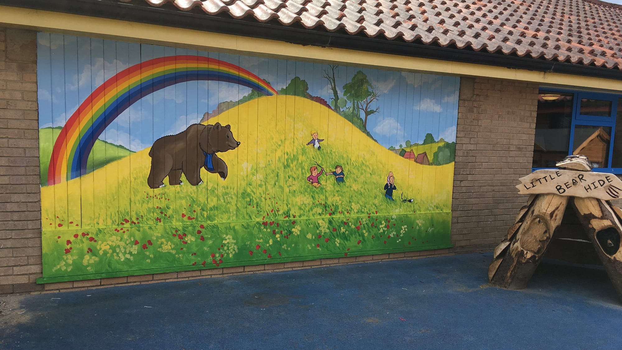 were going on a bear hunt mural, school mural, playground mural